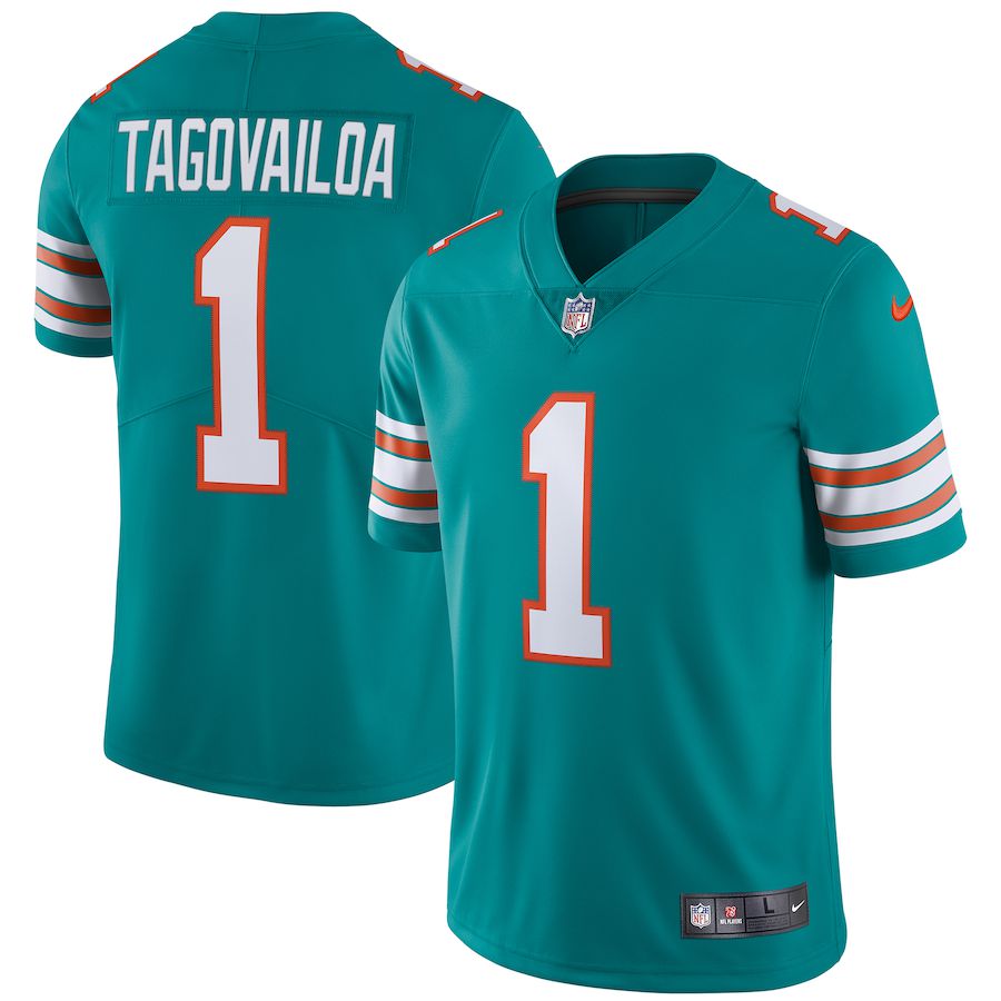 Men Miami Dolphins #1 Tua Tagovailoa Nike Green Alternate Vapor Limited NFL Jersey->miami dolphins->NFL Jersey